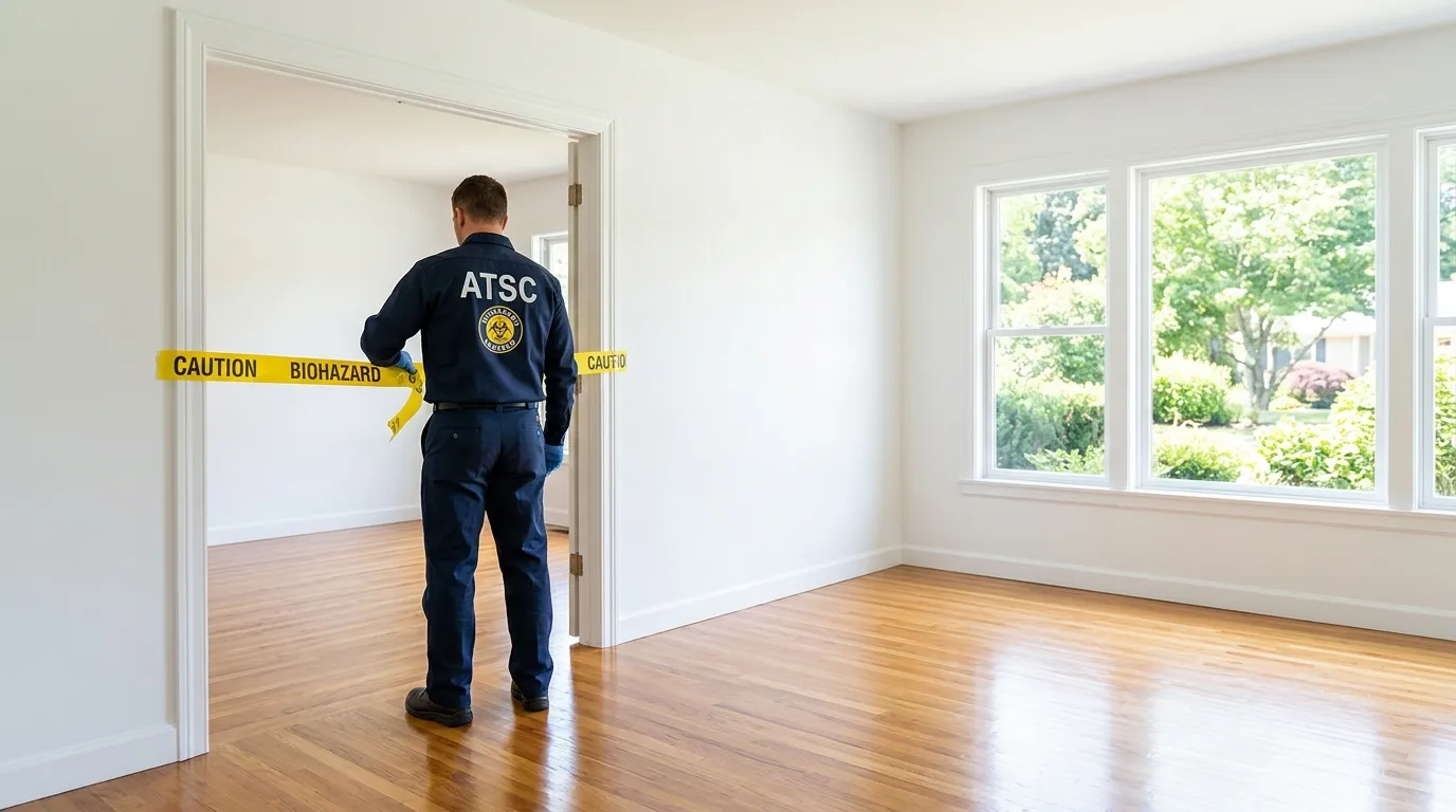 Certified biohazard cleanup crew performing Trauma Scene Cleanup in Tracy